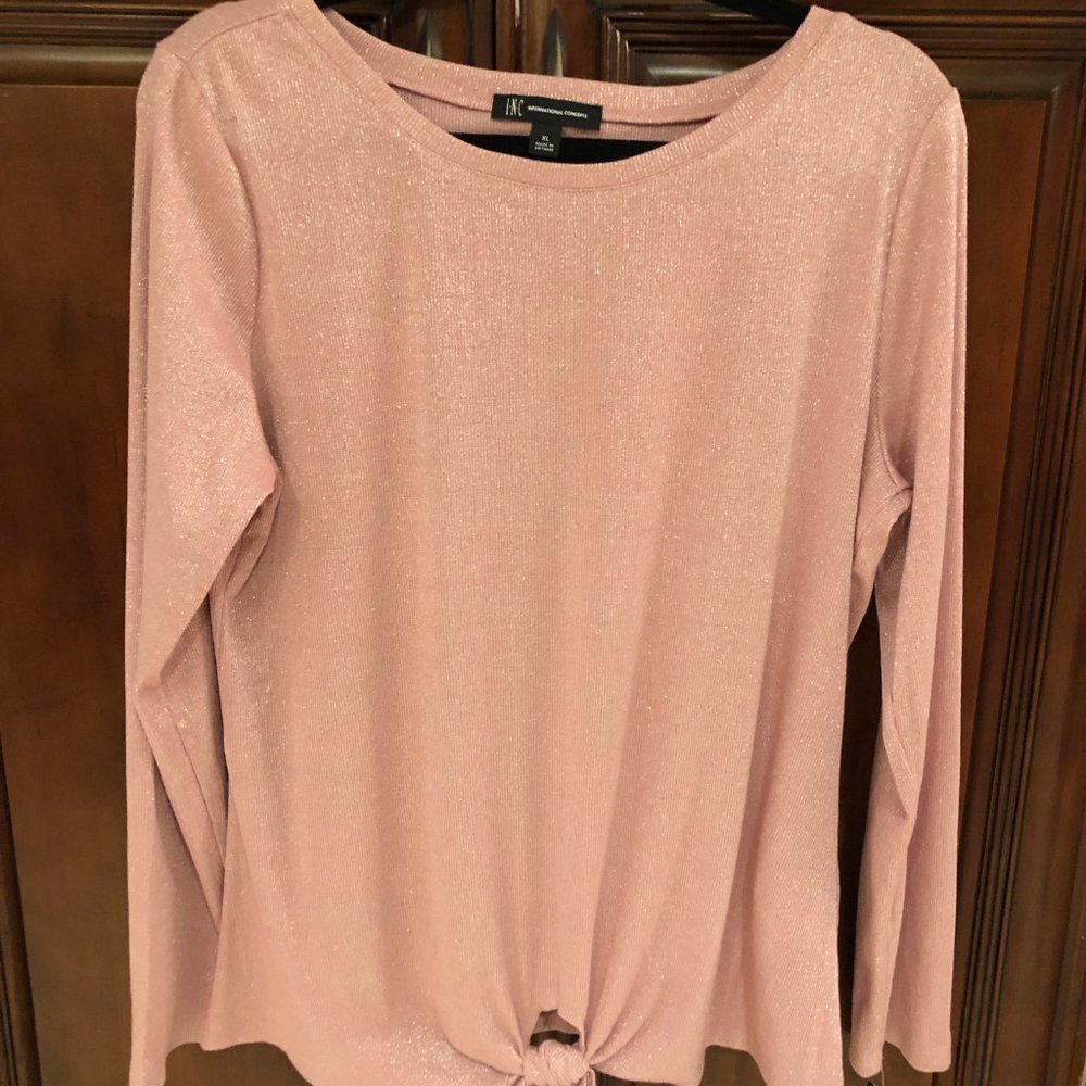 INC Mauve tied at the bottom L/S  lightweight swtr